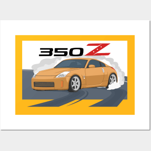 car 350z drift gold orange Posters and Art